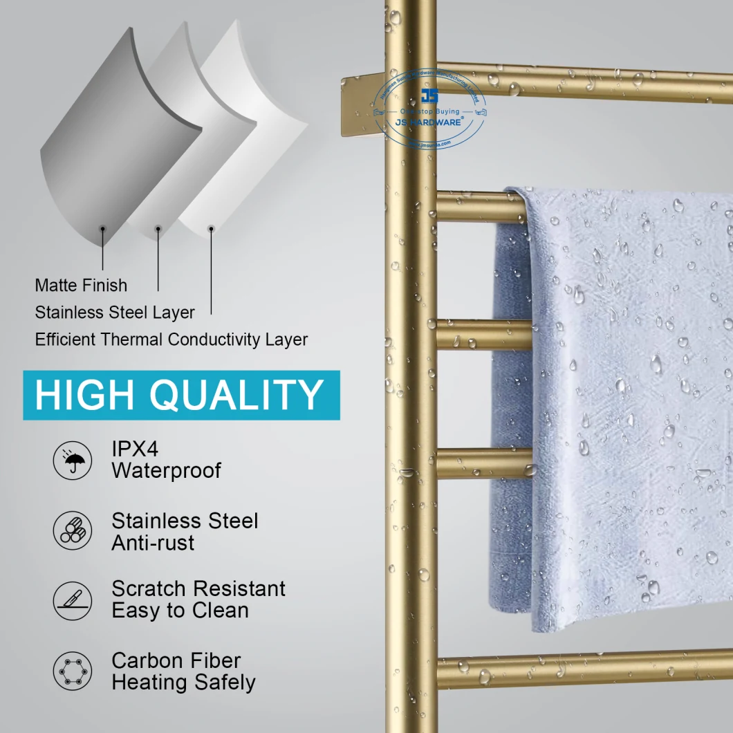 Stainless Steel Gold Hot Electric Heated Towel Warmer Rack for Bathroom