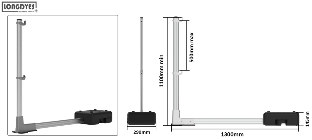 Portable Flat Rooftop Safety Freestanding Guard Rail for Edge Protection