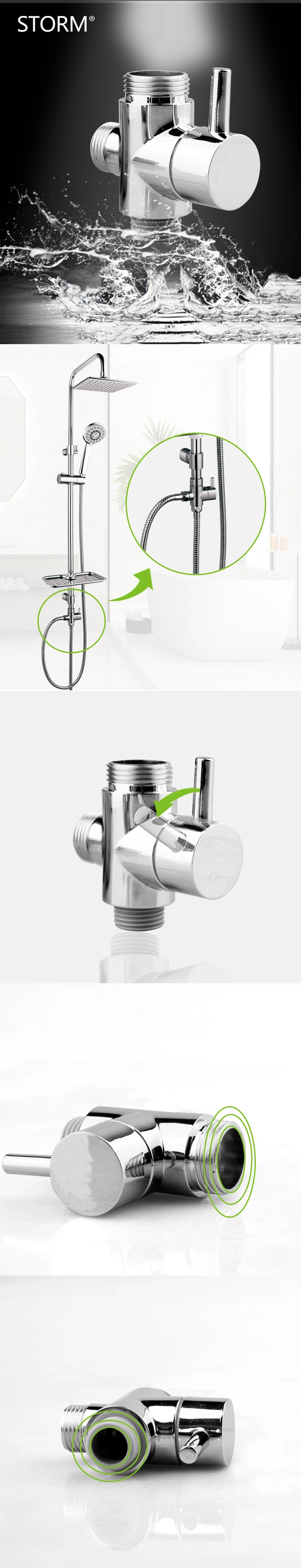 Faucet Mixer Bathroom Accessory Three Way Valve Plastic Multi-Functional Shower Water Diverter