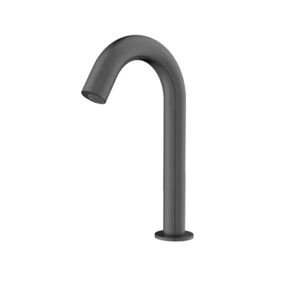 Gran oferta, grifo con Sensor negro mate, montaje en cubierta, grifo para lavabo de baño